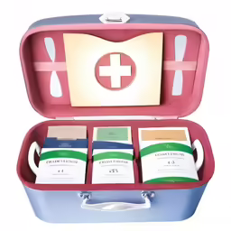 a case with the contents to make a doctors kit