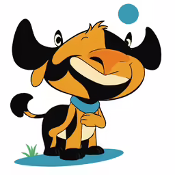 a cartoon dog has an excited look on his face