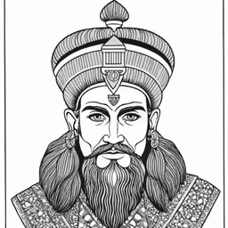 the indian king with beard and mustache wearing a turban
