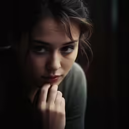 a close up photo of a person looking at something