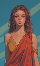 a painting of a girl wearing a orange sari