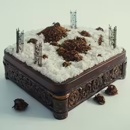 the ground is covered in white and brown substance