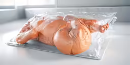 there is a body shaped as a ham on the tray