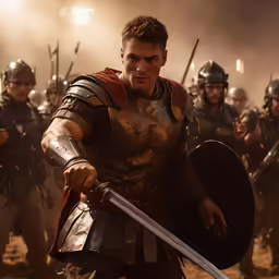 a group of men wearing uniforms and holding shields