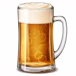 the beer is made of glass and features bubbles