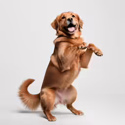 a dog is standing up on its hind legs