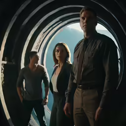 the cast of maze looking towards the camera