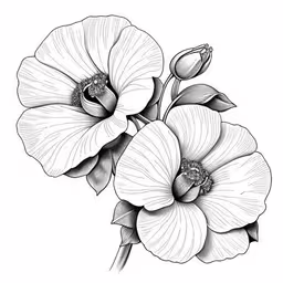 two white flowers in black and white,three flowers are shown against a white background