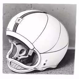 a white football helmet is shown in black and white