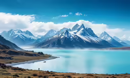 a landscape shot looking at a lake in the mountains