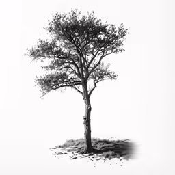 a tree sits in a pile of sand on the ground