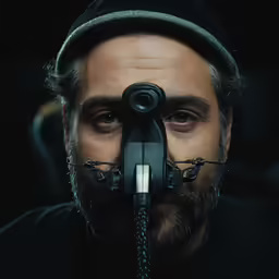 an image of a man holding a device in front of his face