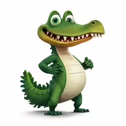 a cartoon alligator character with big teeth