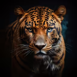 a tiger with its face turned to the left