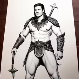 an illustrated image of a man with a sword