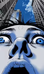 the face of a person with blue eyes