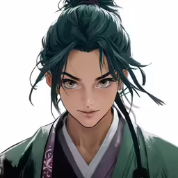 an anime character with long hair and black eyes