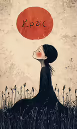 a girl with the word epic floating above her head