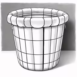 black and white drawing of a basket