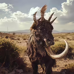 a big bull that has some kind of long horns