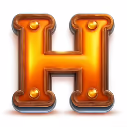 the letter h, in a chrome steel design