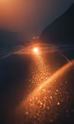 a car driving down the highway during the night