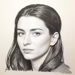 black and white portrait of young lady in white background