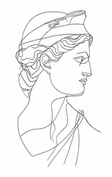 a black and white line drawing of a woman in uniform