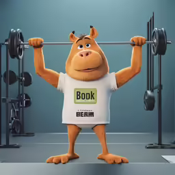 the croodley character from shrapper lifts a barbell