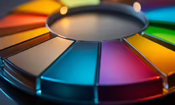 a multicolor wheel of color with various shades