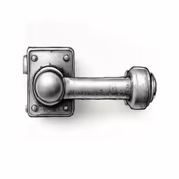 a door knocker that has a metal knob on it