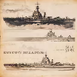two drawings showing the ships in their different positions