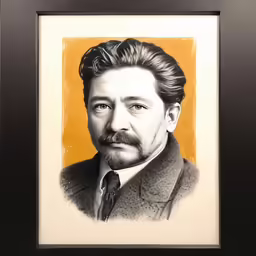 a drawing of a man with a mustache and beard