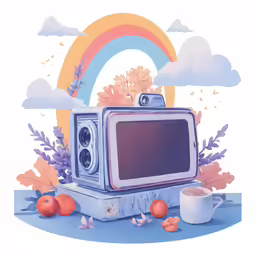 a digital camera is placed on top of a tv in the sky