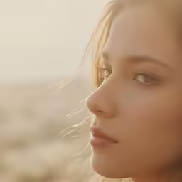 a woman has her eyes wide open in the sun