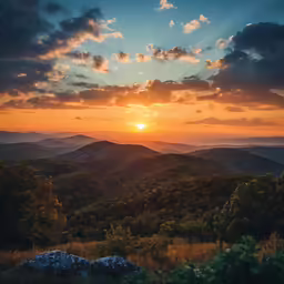 the sun is going down on a beautiful day