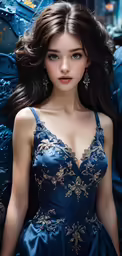 the girl wearing an elegant dress poses for a picture
