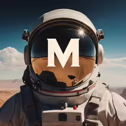 an astronaut with a m logo on his helmet