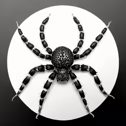a large spider with black and white markings on it