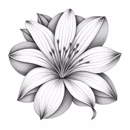 a white flower that is drawn with a pen,an intricate flower with large leaves and a white background