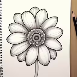 a spiralistic drawing of a large flower