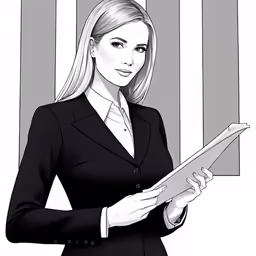 a cartoon of a woman holding a tablet