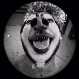 a man with a silly face and hat making a silly face