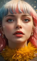 a beautiful woman with long hair and earrings on her neck