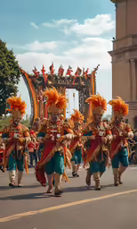 people dressed in different outfits, walking on the street