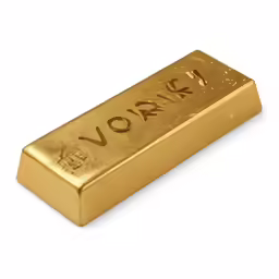 a gold bar with the name of the company