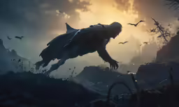 a giant creature is reaching out of the water