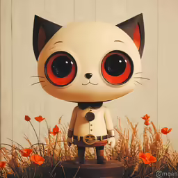 small cat figure sitting on a wooden base