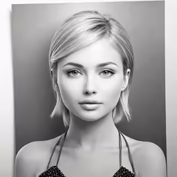 a close up of a person with a very short hair