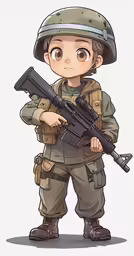 an animated soldier holding a rifle and wearing an army outfit